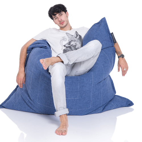 blue flat pillow made of bean bags by Ambient Lounge